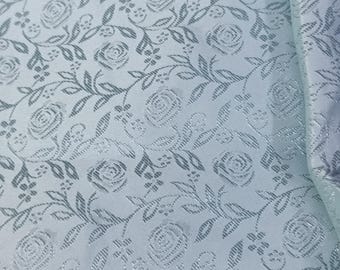 Light Blue Brocade Fabric: Indian Blended Jacquard Damask Silk, Brocade Fabric, Indian Wedding Bridal Dress Material