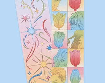 Bokmärken med stjärnor och tulpaner