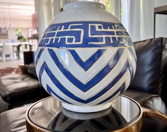 Beautiful art deco vase, pot, ceramic, vintage decor.