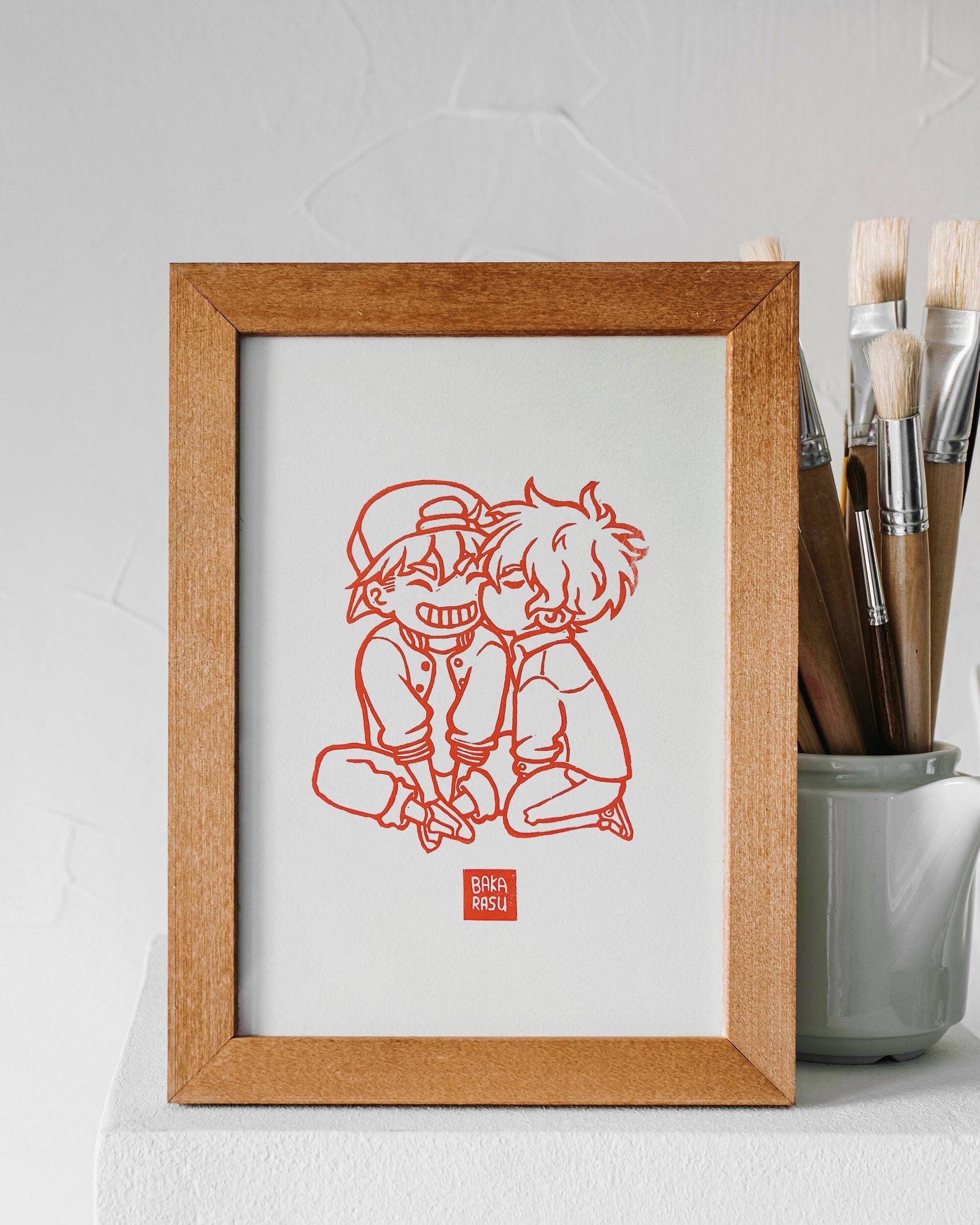 LINOGRAVURE A5: Lucas & Castiel Chibi Gay Linocut Gay Wall Decor Gay  Painting LGBTQ Gay Valentines Day - Etsy