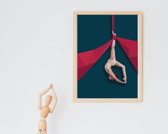 Aerial silks wall decor, aerialist drawing. Poster