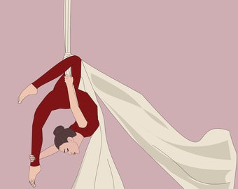 Printable art - Aerial silks art - Instant digital download - Aerialist gift