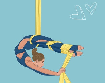 Printable art - Aerial silks art - Instant digital download - Aerialist gift