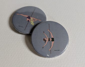 Botón de bailarina de pole dance, regalo para bailarina de pole dance, pin de pole dance, botón de metal de pole dance, pin de mochila de pole dance