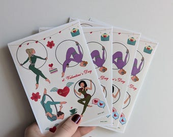 Pegatina de aro aéreo para San Valentín, regalo para acróbatas, pegatina de lira aérea, pegatinas Hygge. Pegatinas acogedoras.