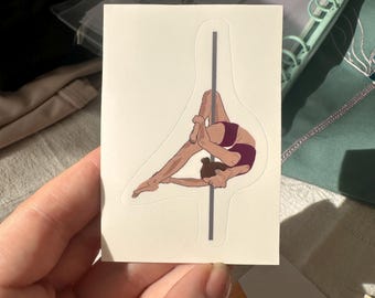 Pegatinas para barras de pole dance / Pegatinas de circo laminadas e impermeables / Regalo para artistas aéreos y bailarines