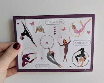 Pegatinas de aro aéreo, set de pegatinas aéreas. Regalo de circo. Regalo de aro aéreo, lira aérea.