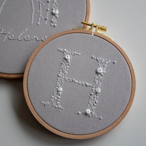 Imagen de bordado "Letras grises y blancas", personalizada (A-Z), .