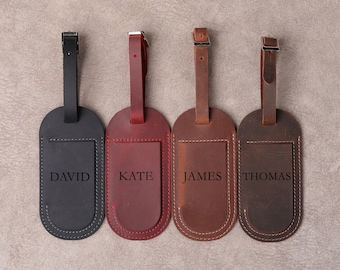 Engraved Leather Tag, Personalized Luggage Tag, Best Gift for Travelers,Engraved Monogrammed Leather Bag Tags, Gift for Him, Gift for Her