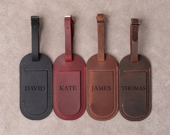 Engraved Leather Tag, Personalized Luggage Tag, Best Gift for Travelers,Engraved Monogrammed Leather Bag Tags, Gift for Him, Gift for Her