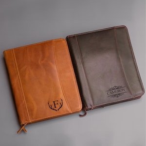 Leather Portfolio Graduation Gift Premium Leather Zipper Padfolio College Graduation PhD Master Graduation Gift Him Her Document Bag