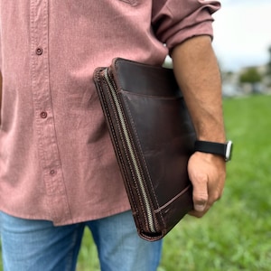 Portafolio de cuero personalizado para hombre, regalo de cumpleaños, regalo de aniversario para su esposo, regalo de oficina para papá, regalo ejecutivo grabado, regalo para un nuevo trabajo.