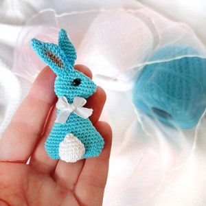 PATTERN Bunny Magnet Keychain Small Toy Brooch Crochet PDF Animal Amigurumi Jewelry