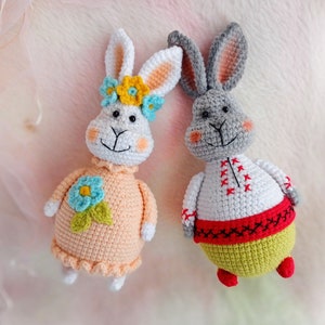 2 in 1 PATTERN crochet bunny hare rabbit Easter pattern PDF digital file Ukraine symbols pdf amigurumi toys Easter