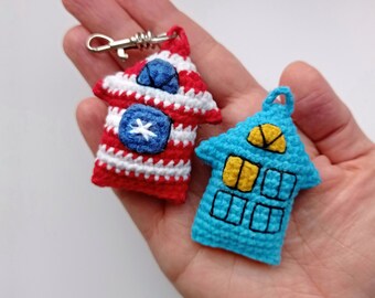 2 in 1 PATTERNS Crochet PDF Cottage Keychain American and Ukraine symbols Amigurumi digital download pdf svg, instant download media file