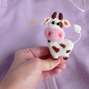 PATTERN Cow Magnet Keychain Small Toy Brooch Crochet PDF Animal Amigurumi Jewelry