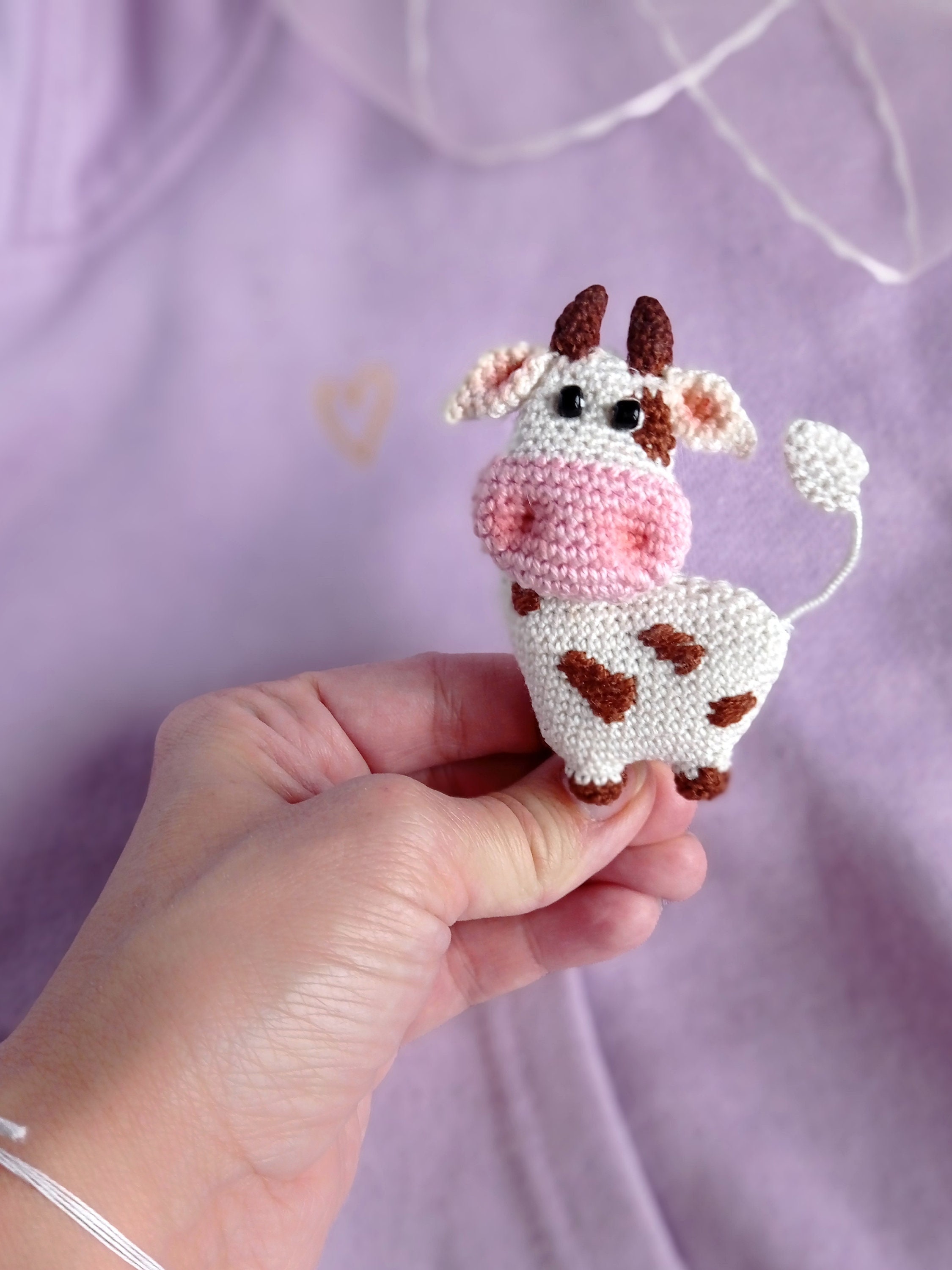 PATTERN Cow Keychain Small Toy Brooch Crochet PDF Etsy
