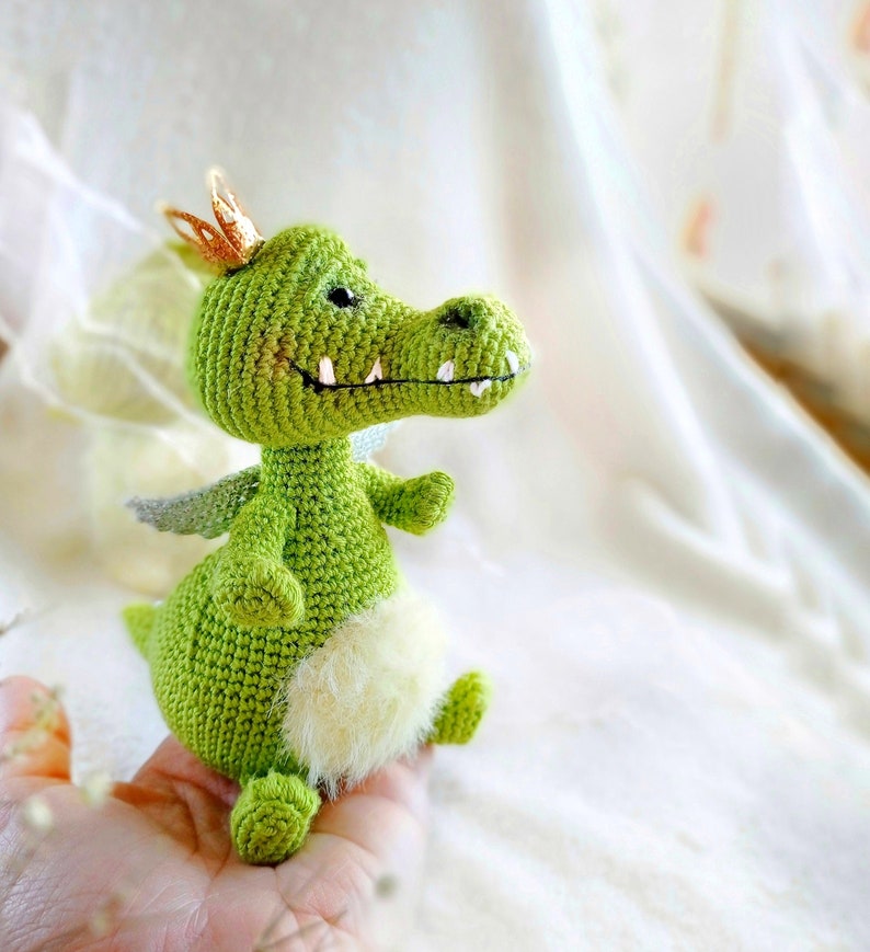 PATTERN dragon crochet crocodile croco pdf amigurumi miniature toys image 1