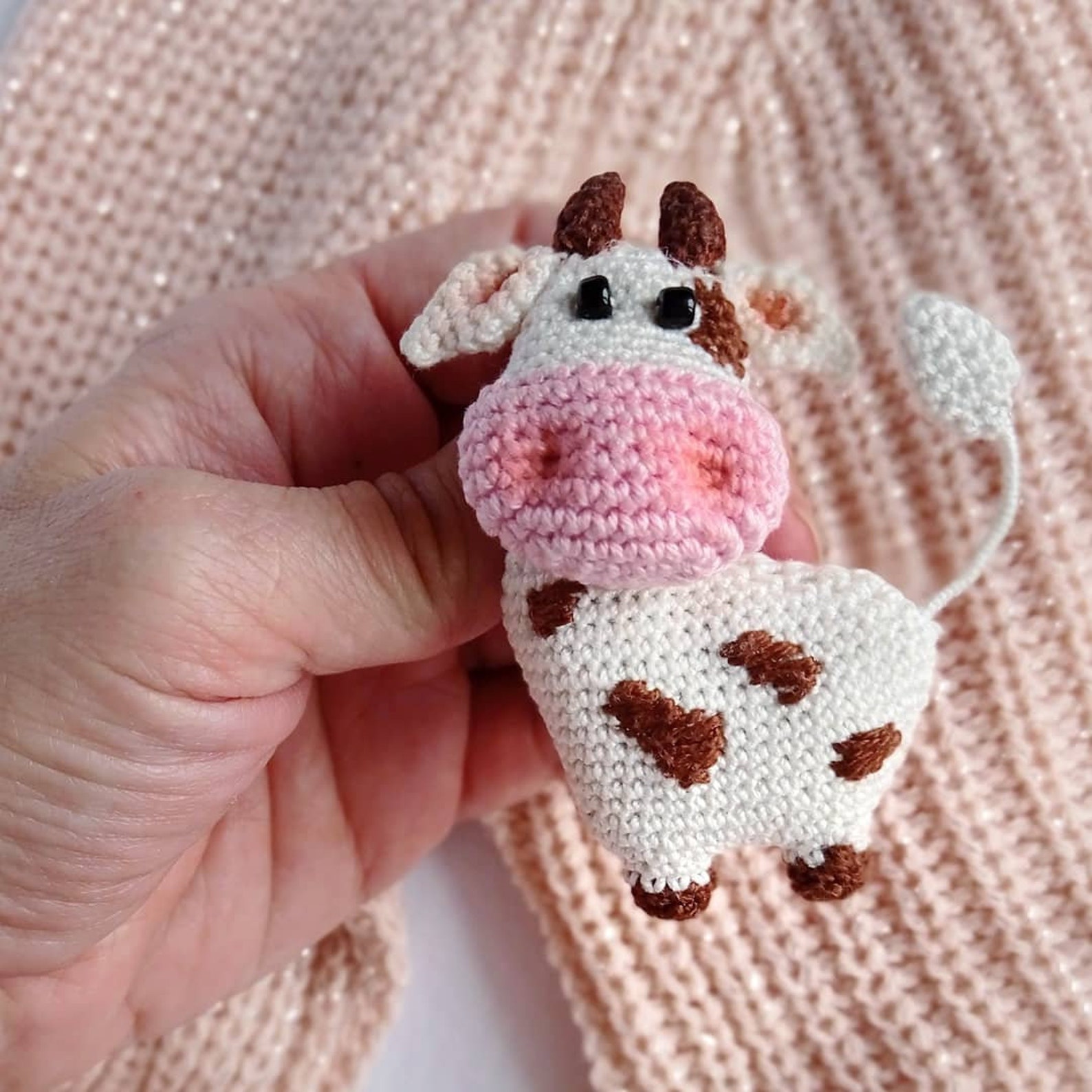 PATTERN Cow Keychain Small Toy Brooch Crochet PDF Etsy
