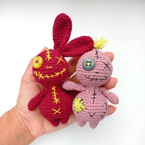 3 en 1 MOTIF lapin vaudou lapin au crochet pdf amigurumi jouets miniatures Halloween image 2