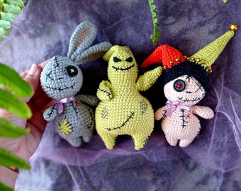 3 in 1 PATTERN voodoo rabbit bunny crochet pdf amigurumi miniature toys toy Halloween