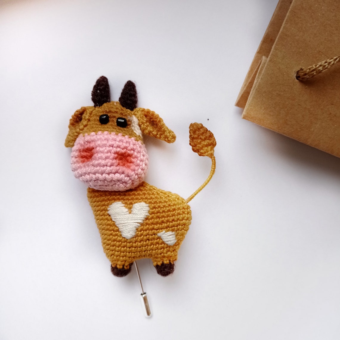PATTERN Cow Keychain Small Toy Brooch Crochet PDF Etsy New Zealand