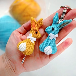 PATTERN Bunny Keychain Crochet PDF Amigurumi Stand with Ukrainian people, digital download pdf svg, instant download media file