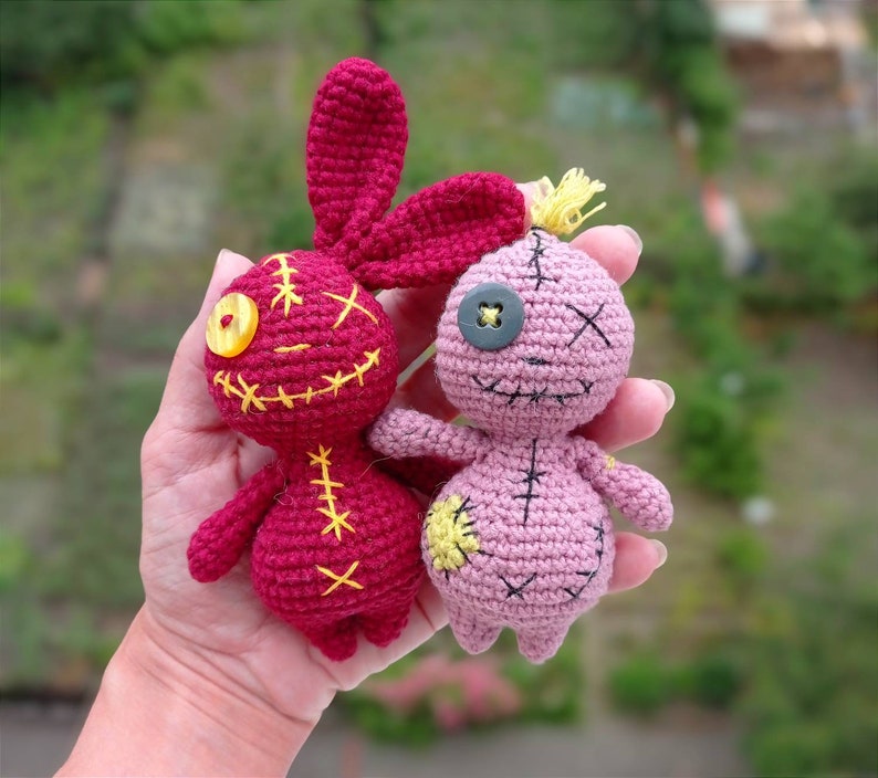 3 en 1 MOTIF lapin vaudou lapin au crochet pdf amigurumi jouets miniatures Halloween image 7