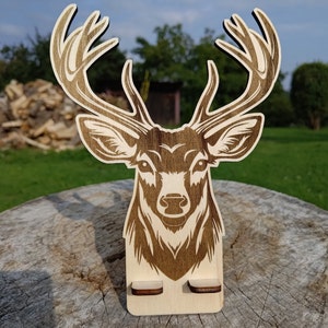 Phone Stand Laser cut file. Plywood Phone stand. Wooden Phone stand. Phone holder. Deer phone stand.