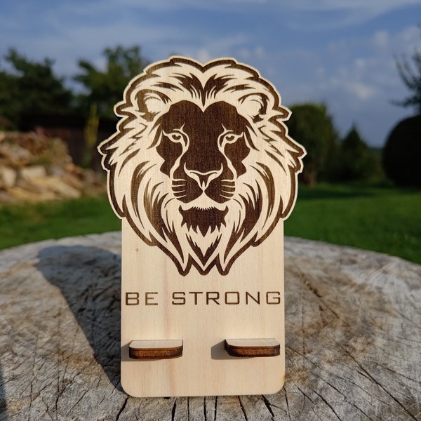 Phone Stand Laser cut file. Plywood Phone stand. Wooden Phone stand. Phone holder. Lion phone stand.