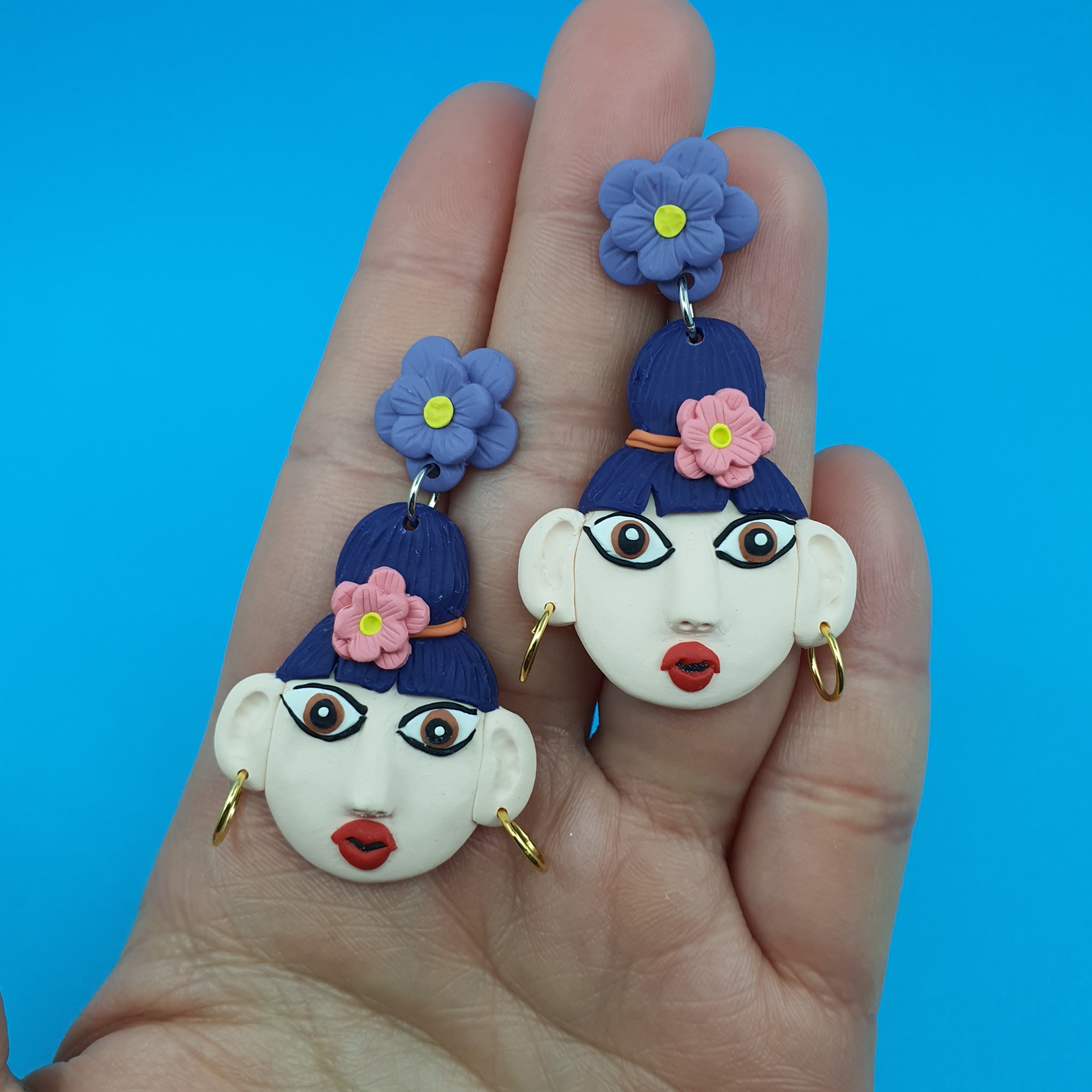 Unique women face earrings festival earrings weird women Etsy