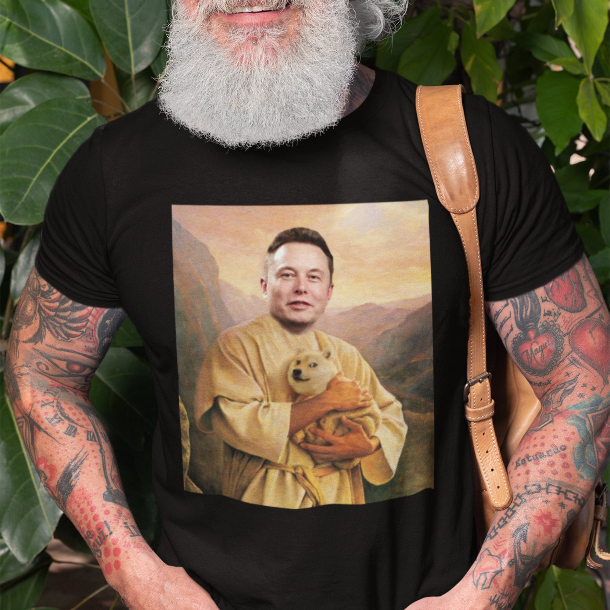 Discover Elon Musk Holding Holy Doge T-Shirt