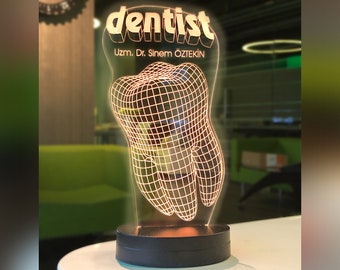 Dentist Personalized Led Light, Dental Office 3D Custom Lamp Gift for Dentist, Tooth Led Custom Light