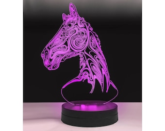 馬のLEDテーブルランプ：アクリル製アールデコ調ナイトライト、乗馬ギフト