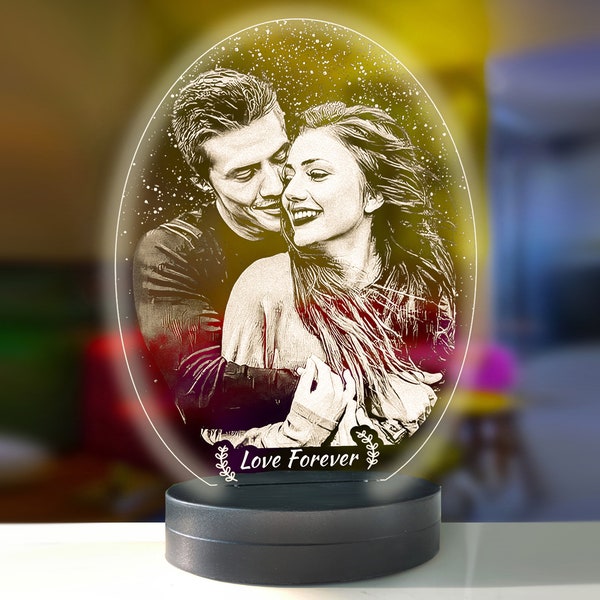 Mothers day gift, Birthday Gift for her, gift for him, Anniversary Led Lamp For Couple, Personalized 3D Led Photo Nightstand Light