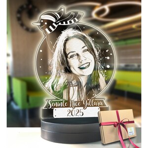 Lampe photo LED encadrée neige personnalisée, cadeaux de Noël personnalisés, lampe photo LED 3D, lampe de bureau photo personnalisée