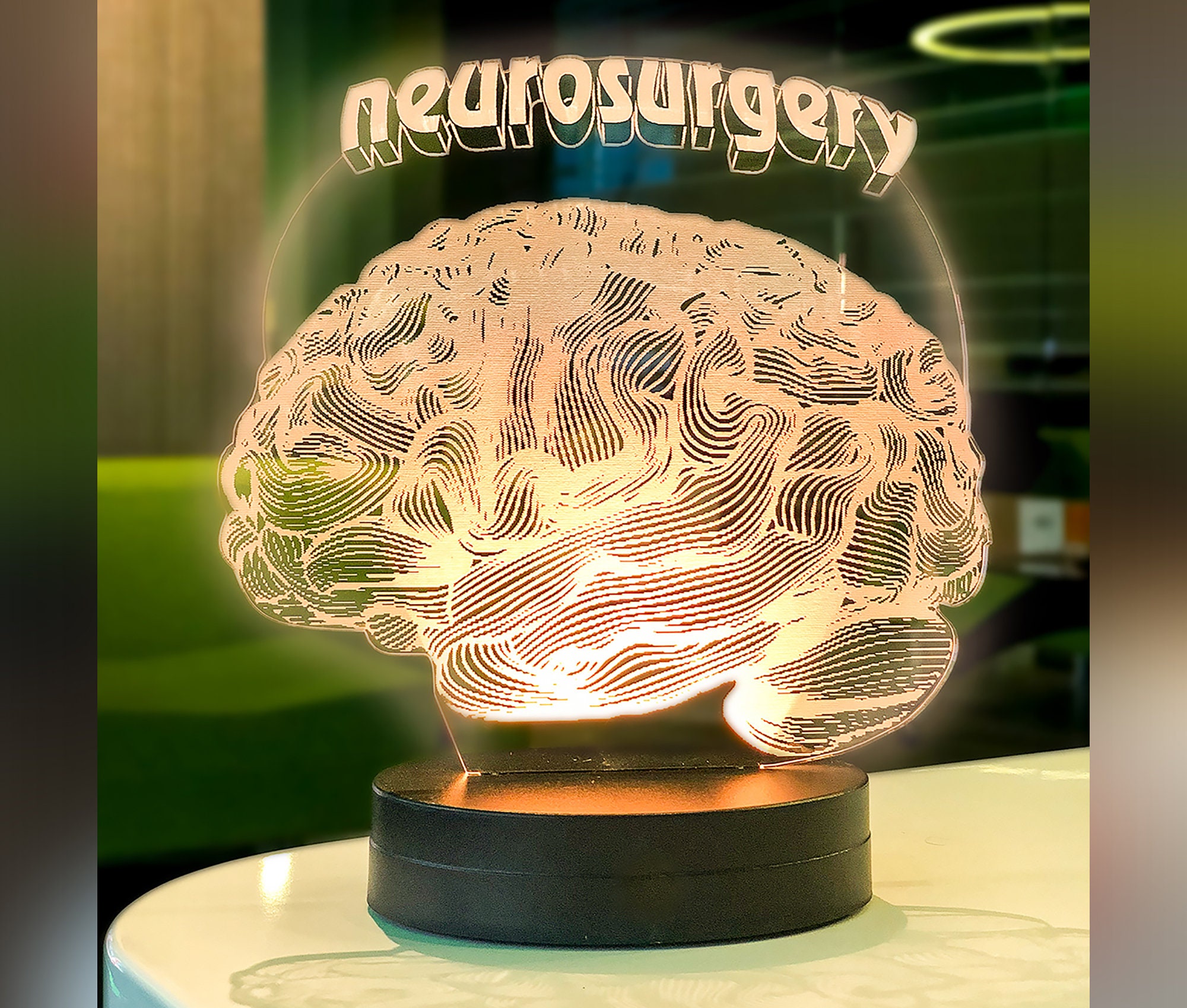 lampe led brain 3d illusion, lampe de chevet acrylique personnalisée pour neurologue