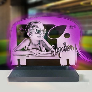 Custom 3D Illusion Elephant for Kids LED Nightstand Lamp, Personalized LED Lamp Gift For Kids, Custom 3D Desk Decoration Bedside LED Lamp