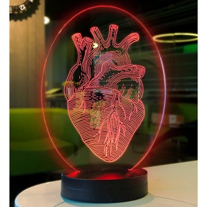 Herz Nachtlampe, Kardiologie 3D Geschenk, Herzchirurg Nachtlicht, Einzigartige LED Lampe