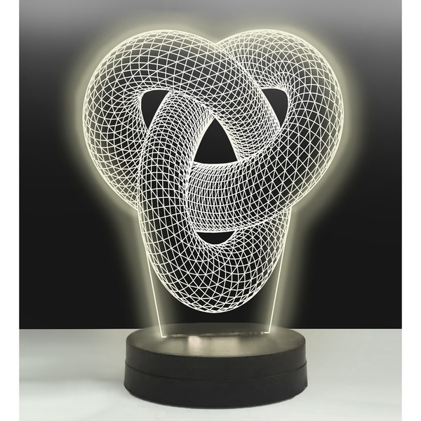 3D Led Torus Knot Design Lamp, Acrylic Night Light, 3D Illusion Unique Design Led Light, Laser Engraving Love Knot Lamp, Led Geometric Lamp