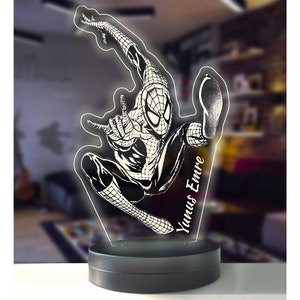 Unique 3D Illusion Led Superhero Nightstand Lamp Light, Colorful LED Night Light for Superhero Lovers, Personalized 3D Desk Decoration Lamp