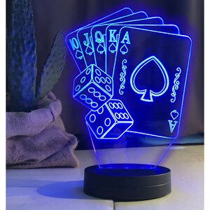 3D-Illusionslampe für Spielkarten, Black Jack-Karten führten Licht, mehrfarbige geführte Lichter