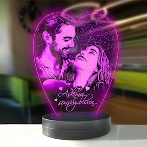 Heart Shaped Custom Led Lamp, Romantic Gifts, Personalized Night Light, Anniversary Gift