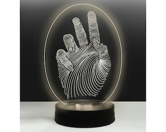 Custom Hand Gesture LED Lamp: Laser Engraved Acrylic Night Light