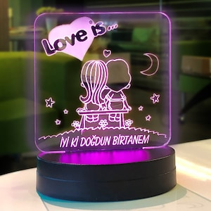 Personalized 3D Illusion Romantic Led Night Lamp, Couples Gift, Multi Colored Led Light, Custom 3D Night Light, Personalized Led Light