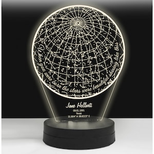 Lámpara de noche LED con ilusión 3D de constelación personalizada, luz de noche con mapa estelar personalizada, lámpara de mesita de noche colorida, luz acrílica con mapa estelar