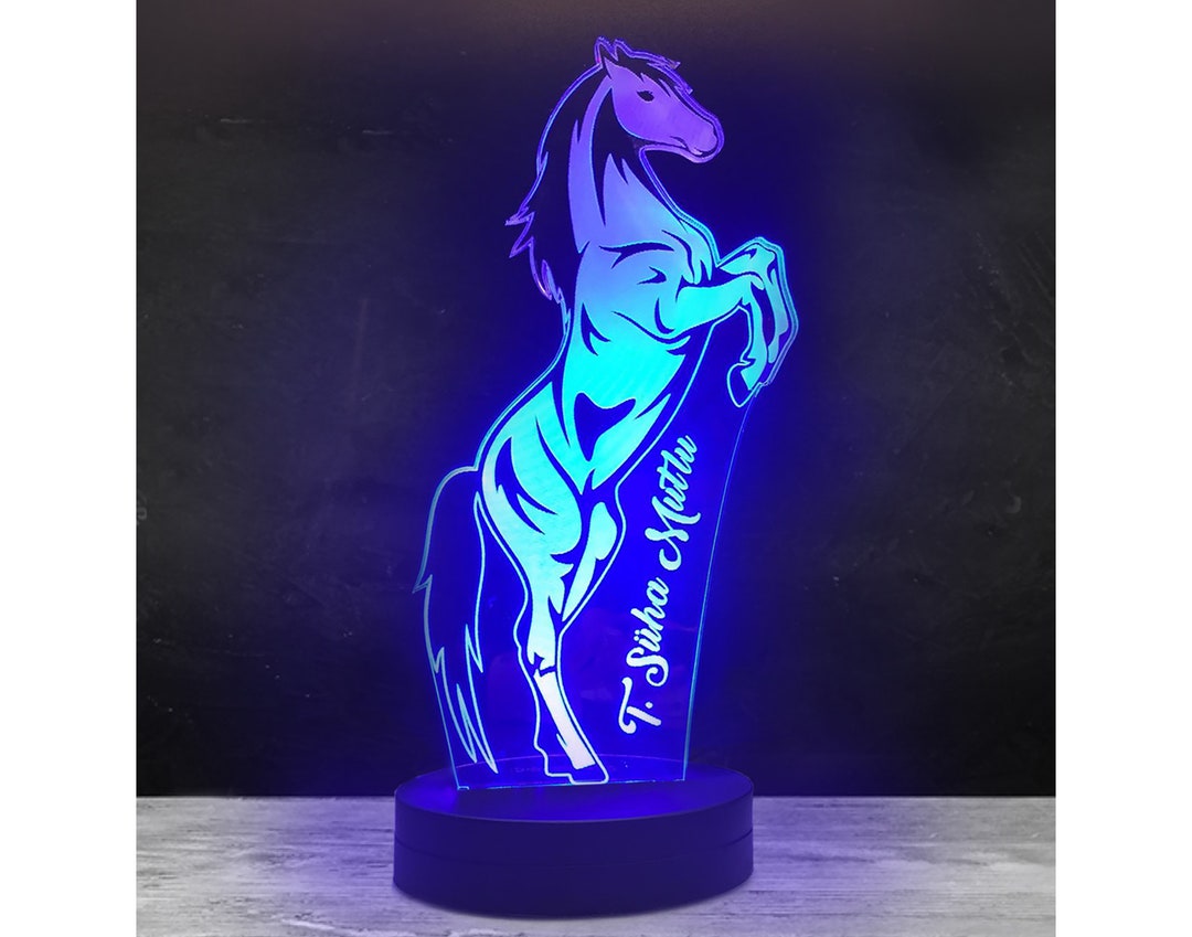 Horse Led Lights Table Lamp Gift for Kids. Equestrian Gifts Acrylic Light Art Deco Lamp. Horse