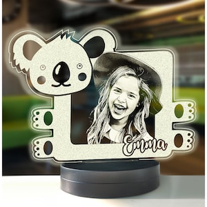 Personalized 3D Illusion Koala for Kids LED Nightstand Lamp, Custom LED Lamp Gift For Kids, Personalized 3D Desk Decoration Bedside LED Lamp