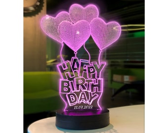 Personalized 3D Birthday LED Lamp: Custom Night Light