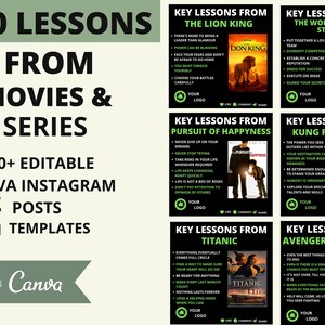 200 Movies Instagram Infographic template, lesson from movies post, Movies Social Media Bundle, Instagram templates